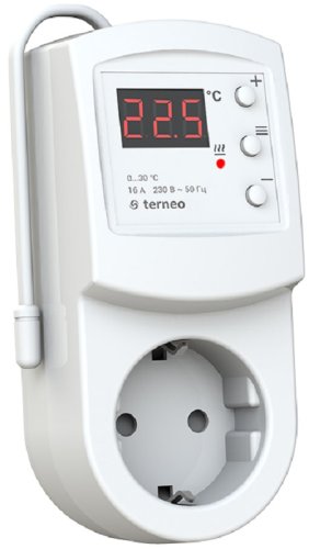 Реле температуры цифровое розеточное Terneo RZ с внешним датчиком t картинка